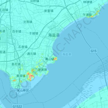 Topografische Karte 海盐县, Höhe, Relief