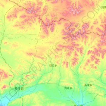 Topografische Karte 帮麦乡, Höhe, Relief