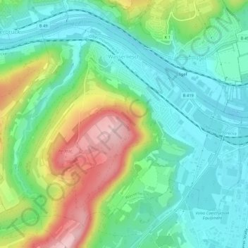 Topografische Karte Wasserliesch, Höhe, Relief