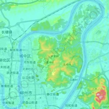 Topografische Karte 城中区, Höhe, Relief
