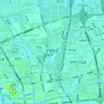 Topografische Karte 文晖街道, Höhe, Relief
