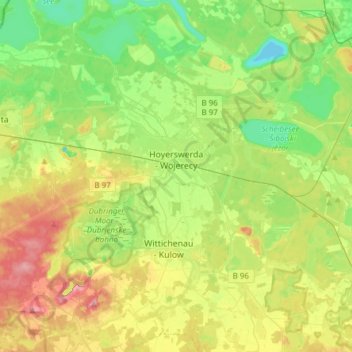 Topografische Karte Hoyerswerda, Höhe, Relief