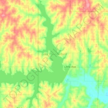 Topografische Karte Lake Thunderbird, Höhe, Relief