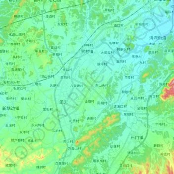 Topografische Karte 贺村镇, Höhe, Relief