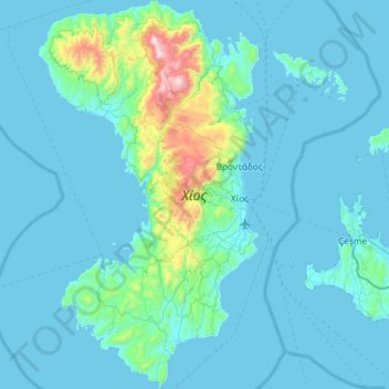 Topografische Karte Chios, Höhe, Relief