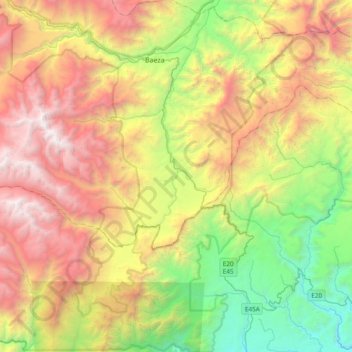 Topografische Karte Cosanga, Höhe, Relief