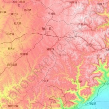 Topografische Karte 陵川县, Höhe, Relief