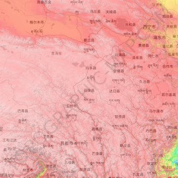 Topografische Karte 三江源国家级自然保护区, Höhe, Relief