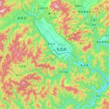 Topografische Karte 松阳县, Höhe, Relief