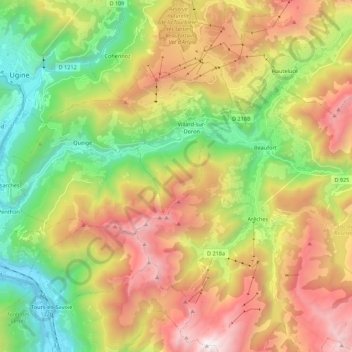 Topografische Karte Le Doron, Höhe, Relief