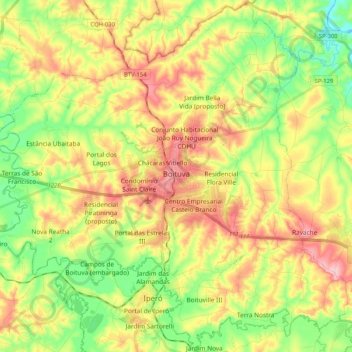 Topografische Karte Boituva, Höhe, Relief