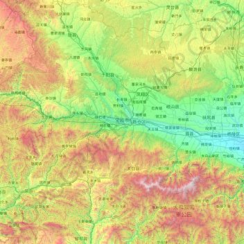 Topografische Karte Baoji, Höhe, Relief