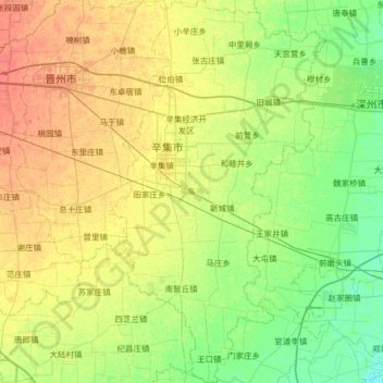 Topografische Karte 辛集市, Höhe, Relief