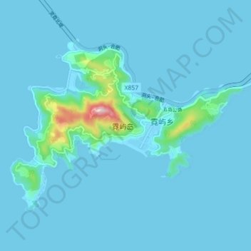 Topografische Karte 霓屿岛, Höhe, Relief