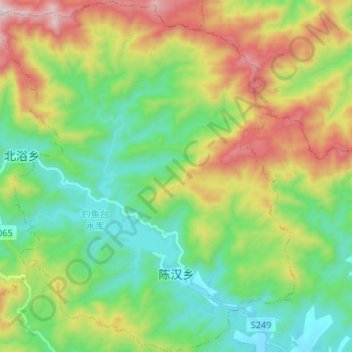 Topografische Karte 陈汉乡, Höhe, Relief