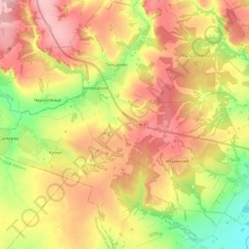 Topografische Karte Богородское сельское поселение, Höhe, Relief