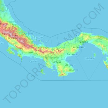 Topografische Karte Panama, Höhe, Relief