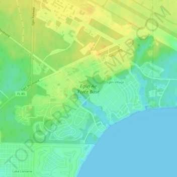Topografische Karte Eglin Air Force Base, Höhe, Relief