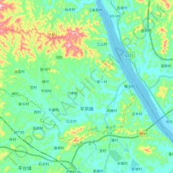 Topografische Karte 平凤镇, Höhe, Relief
