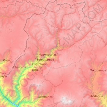 Topografische Karte Reserva Paisajística Subcuenca del Cotahuasi, Höhe, Relief