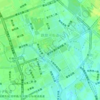 Topografische Karte 跳蹬河街道, Höhe, Relief