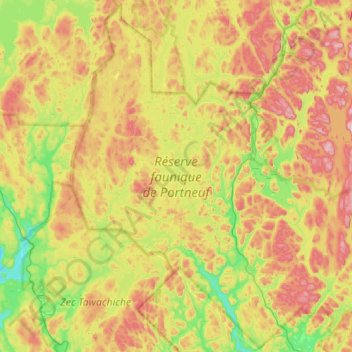 Topografische Karte Réserve faunique de Portneuf, Höhe, Relief