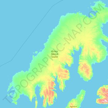 Topografische Karte Prince Patrick Island, Höhe, Relief