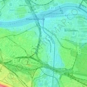 Topografische Karte Breite, Höhe, Relief