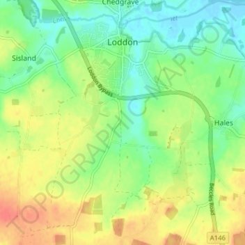 Topografische Karte Loddon, Höhe, Relief