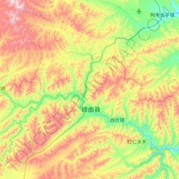 Topografische Karte 玛艾镇, Höhe, Relief