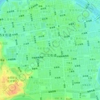 Topografische Karte 三江街道, Höhe, Relief