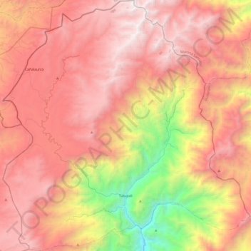 Topografische Karte Tutupali, Höhe, Relief