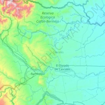 Topografische Karte Parroquia El Dorado de Cascales, Höhe, Relief