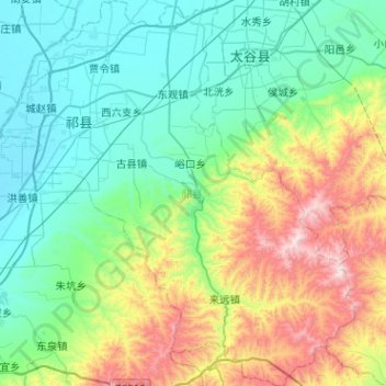 Topografische Karte 祁县, Höhe, Relief