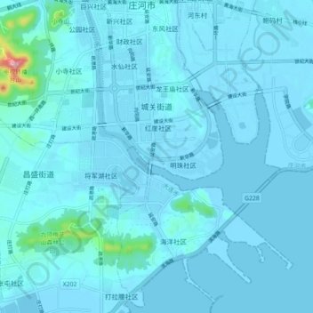 Topografische Karte 城关街道, Höhe, Relief