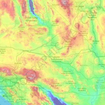 Topografische Karte San Bernardino County, Höhe, Relief