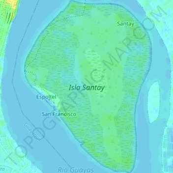 Topografische Karte Isla Santay, Höhe, Relief