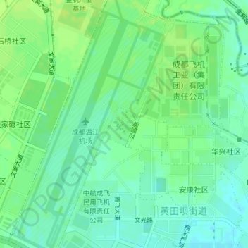 Topografische Karte 成飞公园, Höhe, Relief