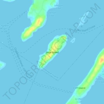 Topografische Karte Hope Island, Höhe, Relief