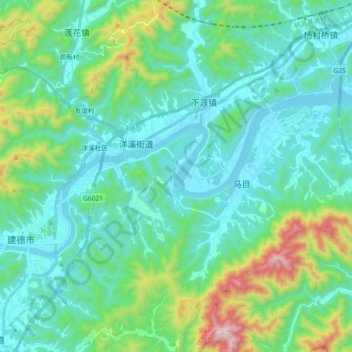 Topografische Karte 新安江, Höhe, Relief