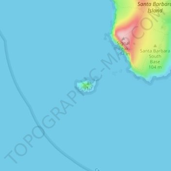 Topografische Karte Sutil Island, Höhe, Relief