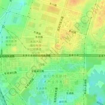 Topografische Karte 高新区汉江国投运动公园, Höhe, Relief