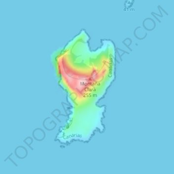Topografische Karte Isla de Montaña Clara, Höhe, Relief