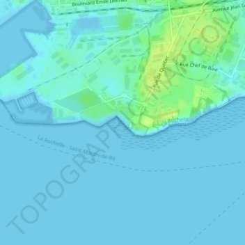 Topografische Karte Plage de Chef de Baie, Höhe, Relief