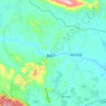 Topografische Karte 陵水河, Höhe, Relief