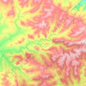 Topografische Karte Rio Lava-tudo, Höhe, Relief