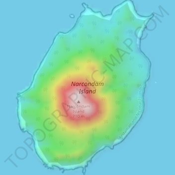 Topografische Karte Narcondam Island, Höhe, Relief
