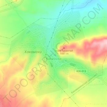Topografische Karte Какамахи, Höhe, Relief