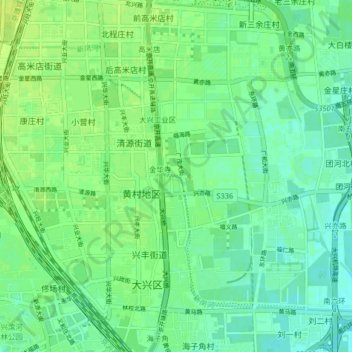 Topografische Karte 新凤河, Höhe, Relief