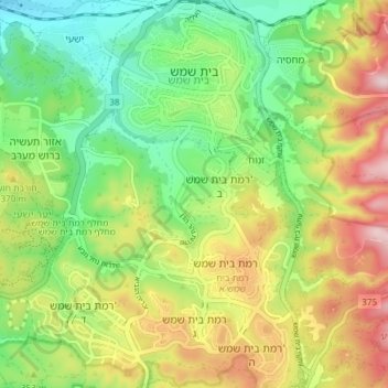 Topografische Karte Bet Shemesh, Höhe, Relief